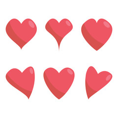 hearts set red colors. simple flat vector stock image eps10. isolated on white background