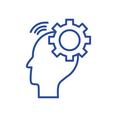 Head with gear line style icon vector design
