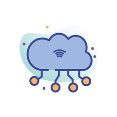 Isolated cloud computing line fill block style icon vector design