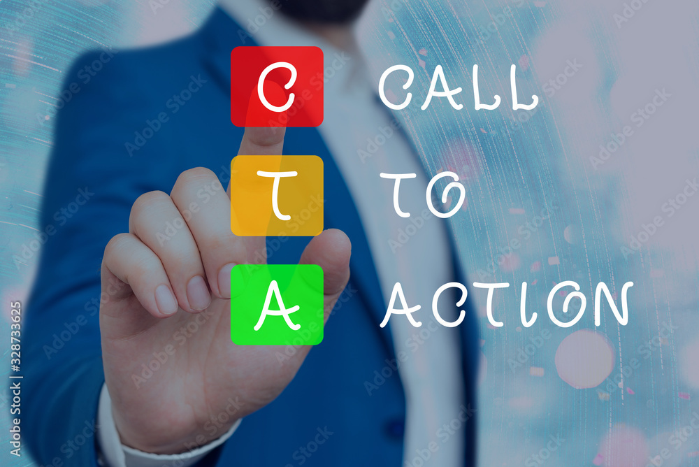 Aufkleber text sign showing cal to action. business photo showcasing calling to do actions message. encourage 
