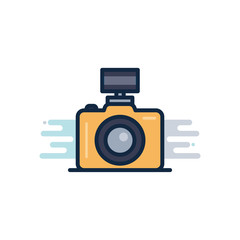 camera device with flash line fill block style icon vector design