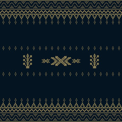 Seamless geometric ornamental vector pattern with dots gold color. Abstract background motif ulos. creative design cloth pattern. tribal ethnic flat design. Fabric print