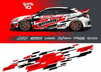 Car wrap racing livery vector. Abstract stripe racing background for wrap race car, rally, drift car, cargo van, pickup truck and adventure vehicle. Full vector Eps 10.