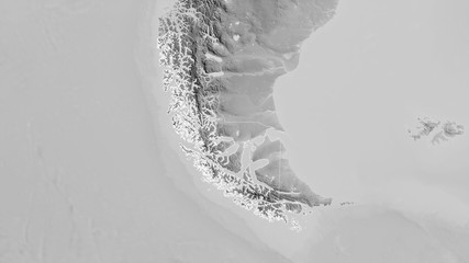 Magallanes y Antártica Chilena, Chile - outlined. Grayscale © Yarr65