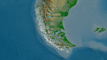 Magallanes y Antártica Chilena, Chile - outlined. Physical © Yarr65