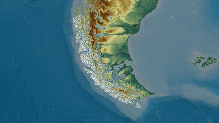 Magallanes y Antártica Chilena, Chile - outlined. Relief © Yarr65