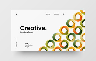 Creative horizontal website screen part for responsive web design project development. Abstract geometric pattern banner layout mock up. Corporate landing page block vector illustration template.