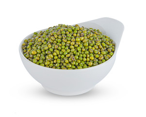 mung beans in bowl isolated on white background
