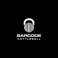 Simple logo design of kettlebell and barcode with dark background- EPS10 - Vector.