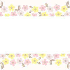Horizontal floral frame in pastel colors for postcards, labels, signs. Vector