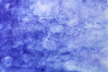 Blue watercolor texture as background. Hand painted abstract image. Soft smeared aquarelle painted classic blue watercolor canvas for splash design, invitation background, vintage template.