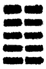 Banner, frame or background for text. Black brush strokes isolated on white. Ink splatter. Digitally generated image. Set vector design elements, illustration, EPS 10.