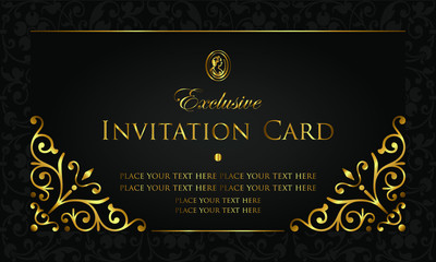 Invitation card exclusive gold and black style