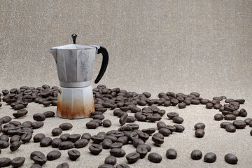 Coffee percolator with coffee around