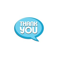 Speech bubble thank you sign isolated on white background
