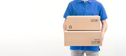 Courier delivery service, person with boxes