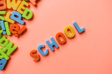 School concept, with colorful letters.