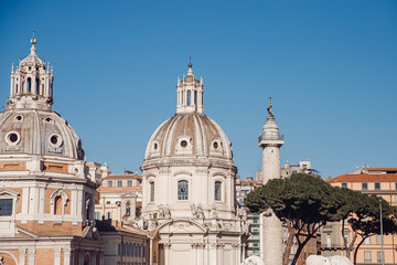 Fototapeta na wymiar View Venice Square from city landscape Altar Vittorio Emanuele II in Rome, Italy