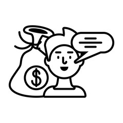 man talking about digital marketing on white background