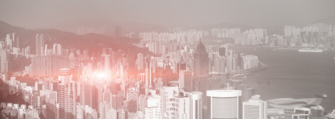 Plakat Hong Kong urban landscape. Modern blurred City
