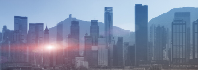 Fototapeta na wymiar Hong Kong urban landscape. Modern blurred City