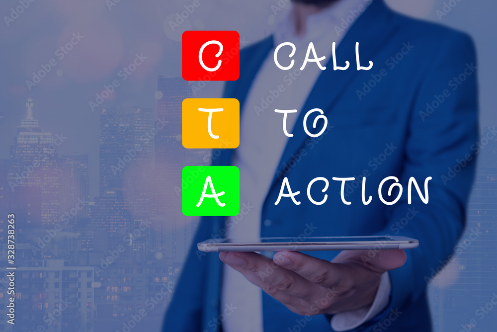 Poster text sign showing cal to action. business photo showcasing calling to do actions message. encourage 