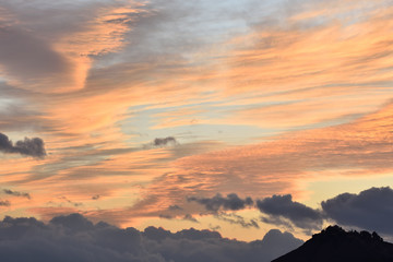 Nice clouds over Sierra Elvira in Granada at sunset