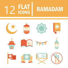 ramadan arabic islamic celebration icon set tone color icon