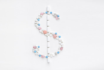 PIlls and tablets dollar sign