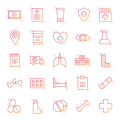 medical gradient style icon set vector design