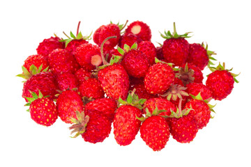 heap of wild strawberry isolated on white