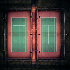 Paddle courts at night (illuminated) - aerial view