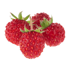heap of wild strawberry isolated on white