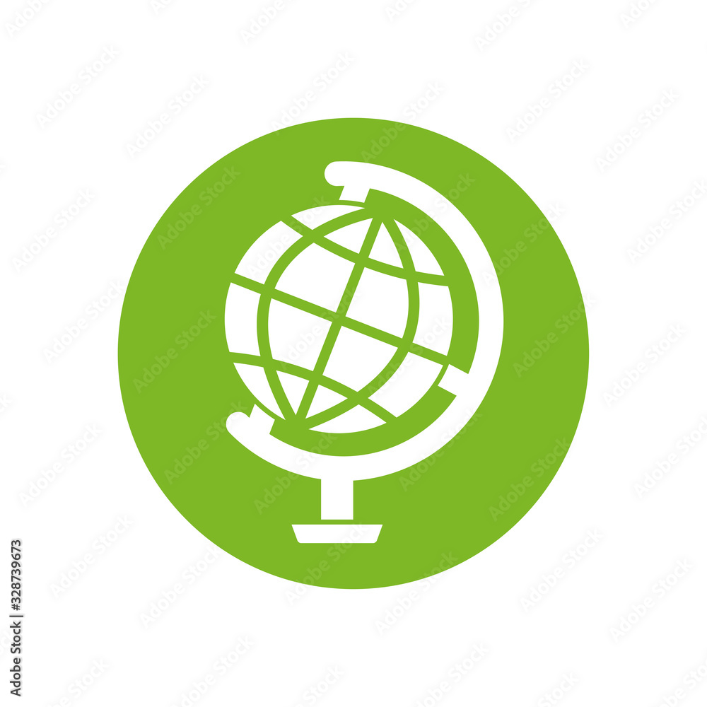 Poster isolated global sphere silhouette block style icon vector design