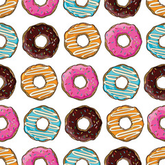Materiał do szycia Vector seamless pattern with donuts