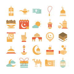 ramadan arabic islamic celebration icon set tone color icon
