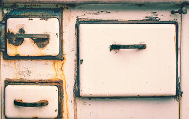 White rusty  metal stowe