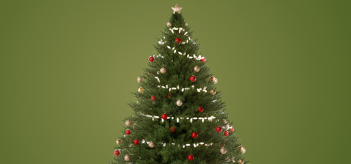 decorated christmas fir tree 3d-illustration