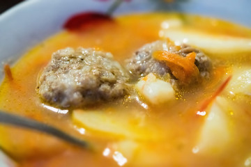Shurpa or shoorpa or chorba traditional soup in Caucasus