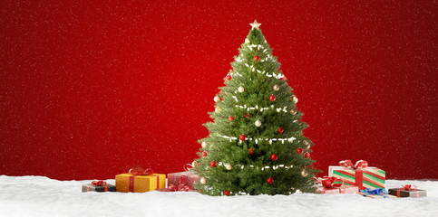 christmas background design with presents 3d-illustration