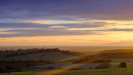 Winter sunset over Halnaker Hill