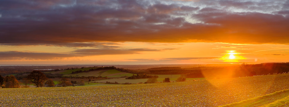 Winter sunset over Halnaker Hill