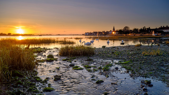 Winter sunset over Bosham harbour, West Sussex