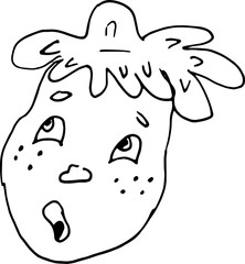 the boy's face with freckles coloring book vector illustration