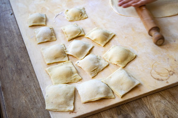 preparing homemade ravioli