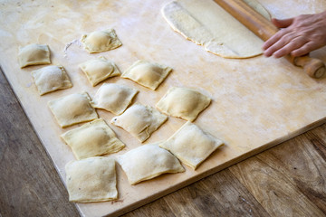 preparing homemade ravioli