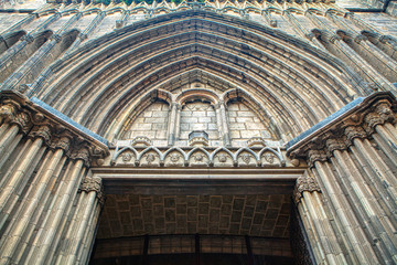 Fototapeta premium Barcelona cathedral architectural details of the entrance