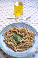 whole wheat pasta with Genoese pesto