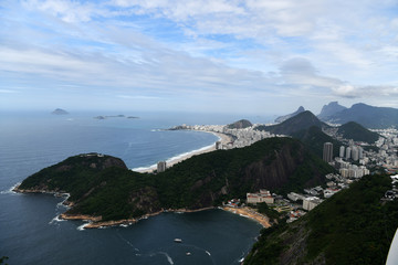 panoramic views of Copacabana beach from the observation deck of the Sugarloaf