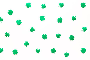 St.Patrick 's Day. Clover leaf background for design on white.